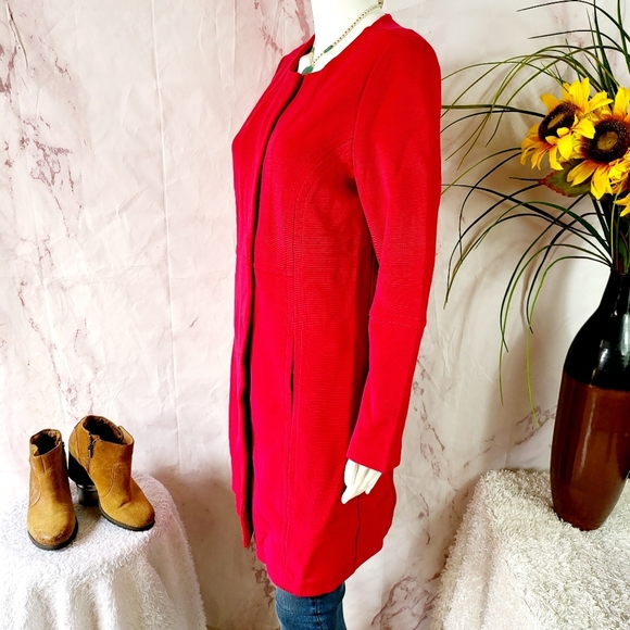 Chicos Drama Ottoman Jacket Elegant Red Women's Coat - Picture 4 of 7